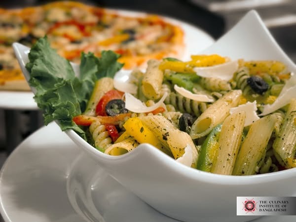 A beautifully plated pasta dish